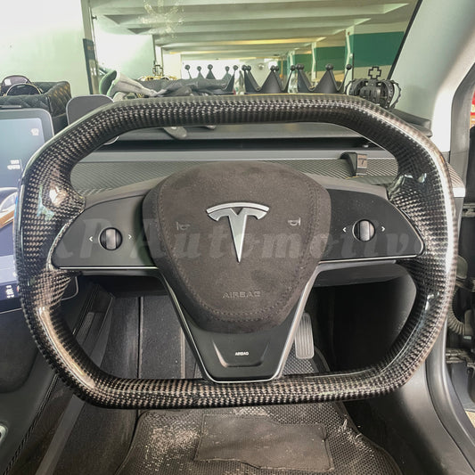 Model Y Gloss Carbon Cybertruck Style Steering Wheel